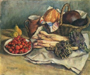 Зинаида Серебрякова. Натюрморт со спаржей и земляникой, 1932